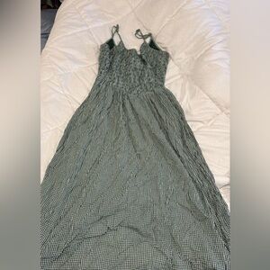 Aerie Green Checkered Maxi Dress